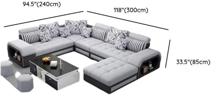 Comfynest U-Shaped Sectional Sofa Set - 5/6 Seater Convertible Sofa Bed with Button Tufted Back - Image 2